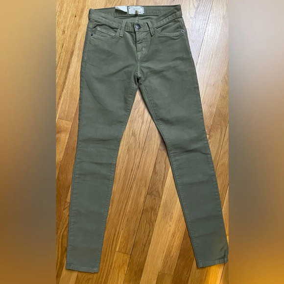 NWT Current/Elliott The Ankle Skinny Cheville Army Green Jeans Size 25 - Picture 1 of 7